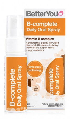 BetterYou B-complete Daily Oral Spray, Natural Peach, Plum & Raspberry - 25 ml