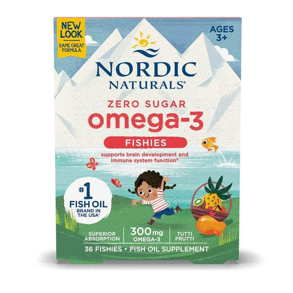 Nordic Naturals Zero Sugar Omega-3 Fishies, 300mg Tutti Frutti - 36 fishies